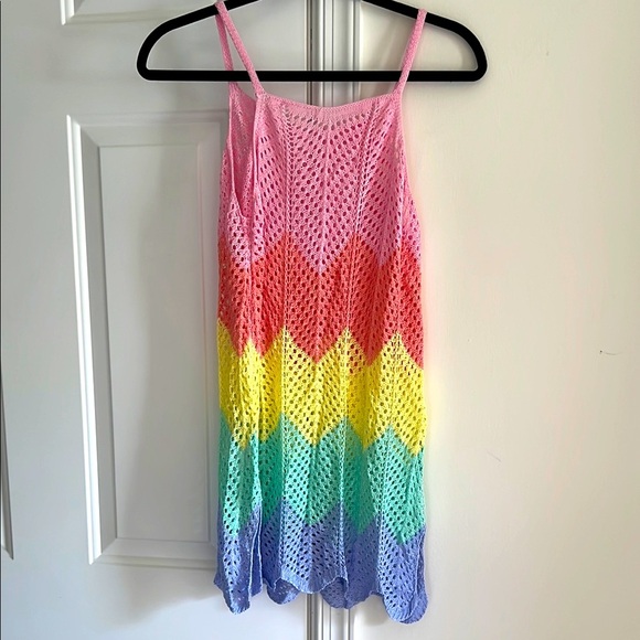 Colorful Crochet Cover Up M pit to pit 16 30 inches long - Picture 1 of 4